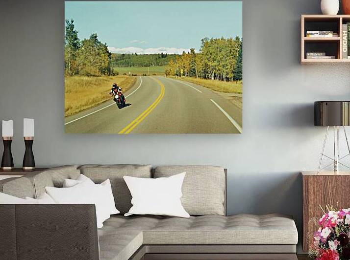 Motorcycle road trip journey in Turner Valley Alberta Canada. by Kevin Miller Photography