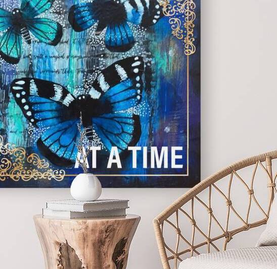 One day at a time Recovery Slogan Butterfly Painting by Recovery Butterfly Art