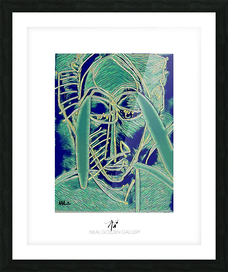 Aqua face portrait Picture Frame print