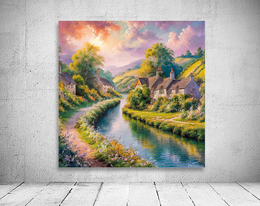 Tranquil River Valley: Impressionist Idyll.  Wall Preview