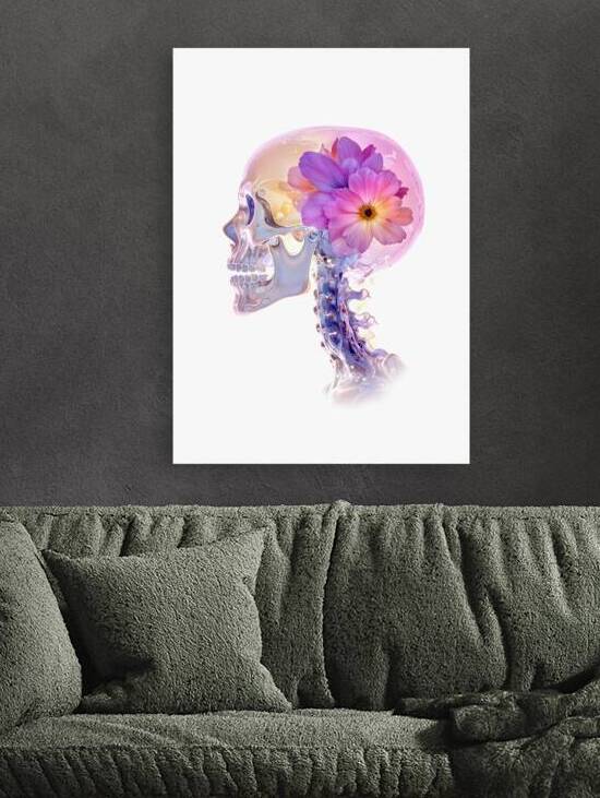 Skull With Purple Flower by BadrBrand