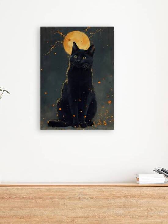 Black Cat Under Full Moon by BadrBrand