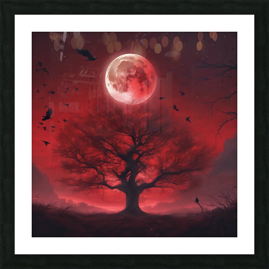  picture in which the moon is red Picture Frame print