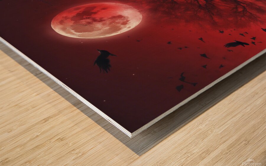  picture in which the moon is red Wood print