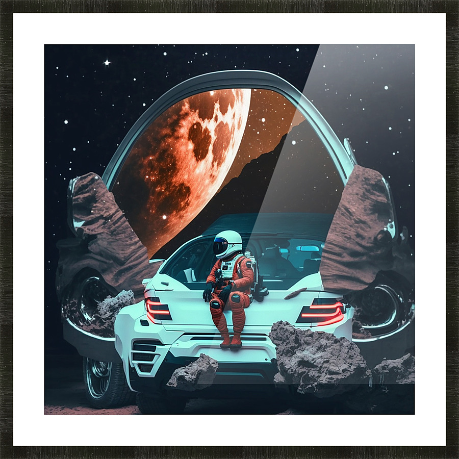 Astronaut On BMW Picture Frame print