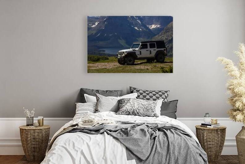 Jeep Wrangler above Lower Two Medicine Lake near  Glacier National Park 69A7230 T Pict by Jim Ward