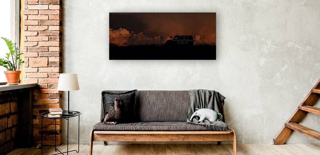 Jeep Wrangler on Horizon before Orange Sky of Storm Cell 69A7857 T Pict  by Jim Ward