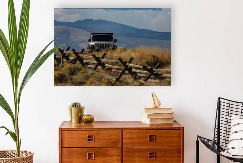 Jeep Wrangler behind Jack Fence in the Montana Rocky Mountains 69A8828 T Pict by Jim Ward