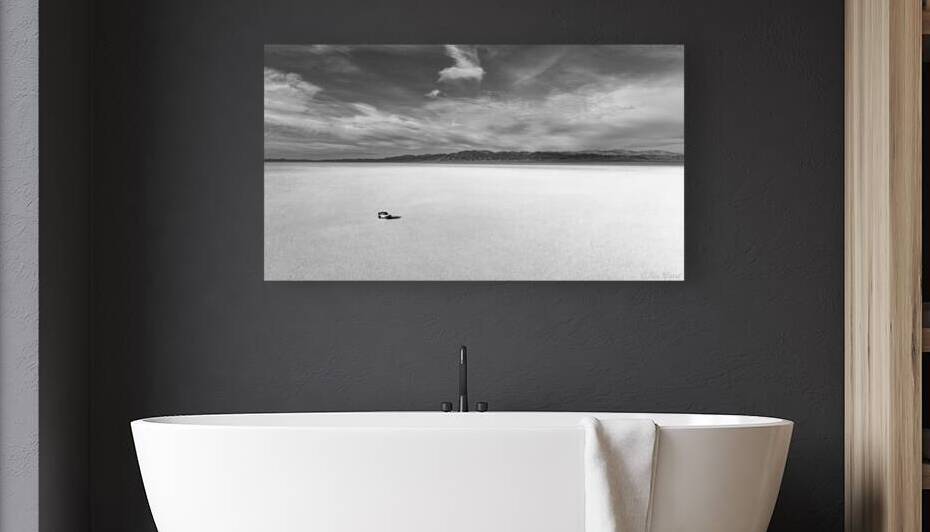 Jeep Wrangler on Dry Lakebed Smith Creek Nevada Black & White 56 0003 D bw t Pict by Jim Ward