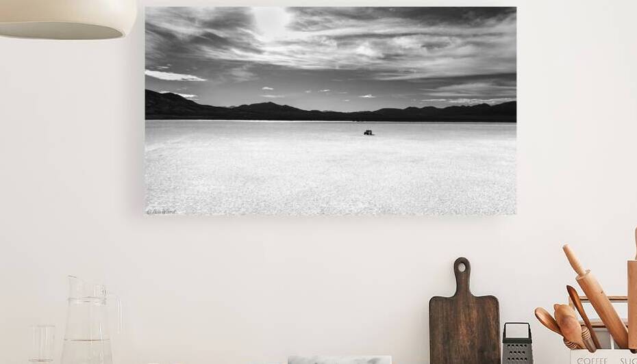 Jeep Wrangler on Dry Lakebed Smith Creek Nevada Black & White 51 0006 D bw T Pict by Jim Ward