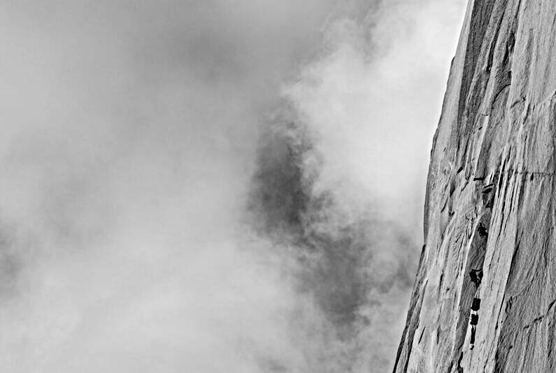 Rock Climber on El Capitan in Yosemite Black & White 69A1760 bw T Pict by Jim Ward