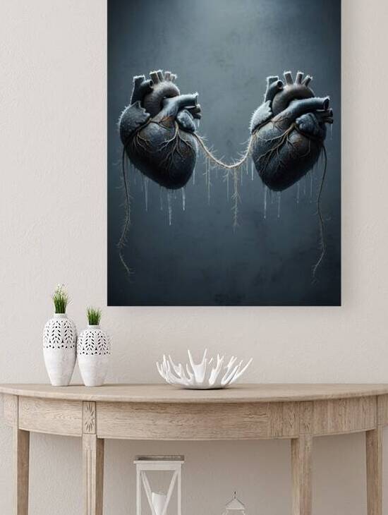 Frozen Connected Hearts | Dark Surreal Anatomy Love Art by MTCAYACHI