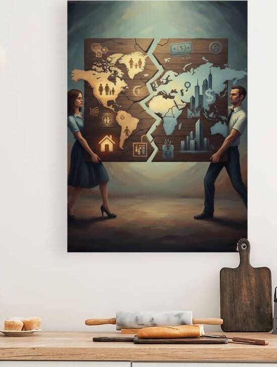 Divided World Wall Art | Social Inequality & Economic Contrast Conceptual Illustration by MTCAYACHI