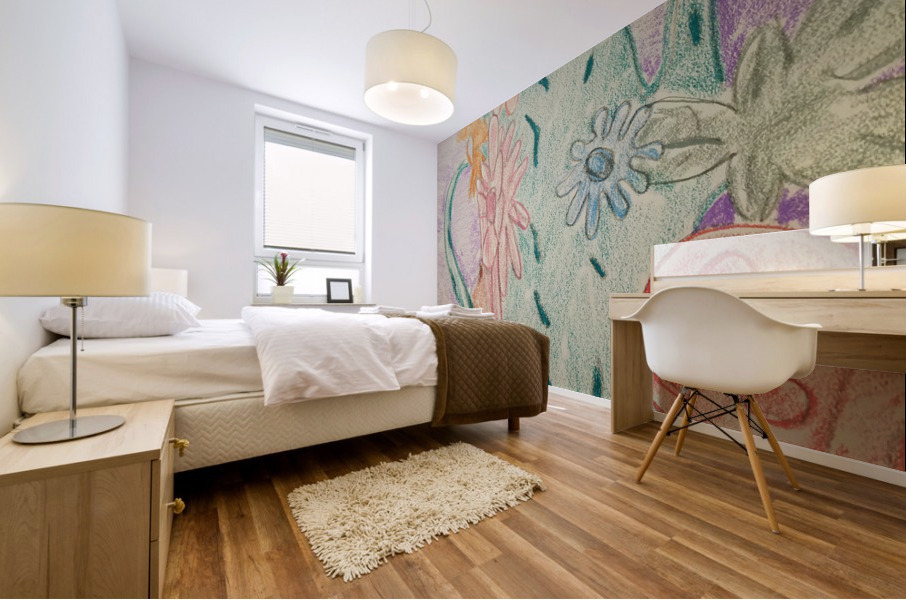 flower vessal drawing Mural print