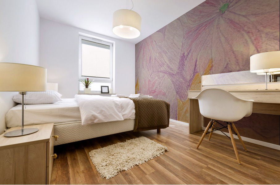 burgundy flower drawing Mural print