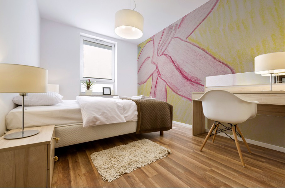 lily flower drawing Mural print