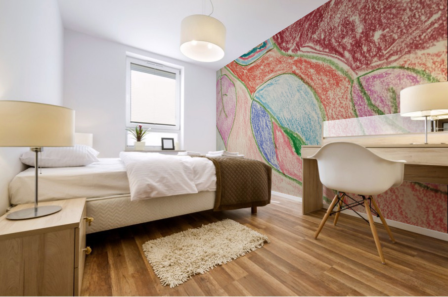 falling leaves drawing Mural print