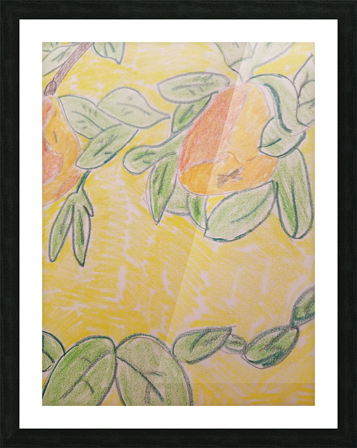 peaches drawing Picture Frame print