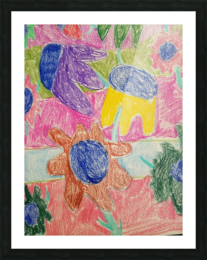 happy flower drawing Picture Frame print