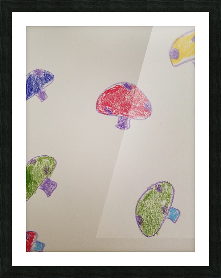 flying mushrooms drawing Picture Frame print
