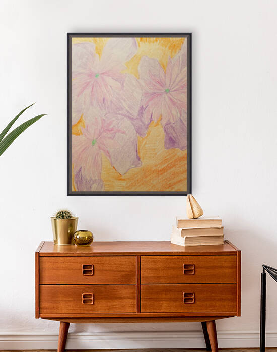 burgundy flower drawing Reproduction