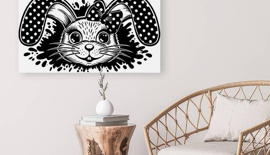Whimsical Bunny Bliss Expressive Eyes  Watercolor by Nourdigit
