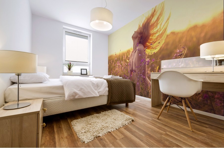 Flowers at sunset Mural print