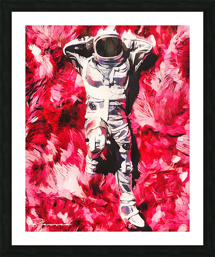 Astronaut in the Ruby Clouds Picture Frame print