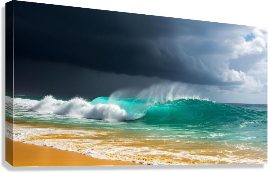 Dark Clouds and a Turquoise Wave Canvas Print