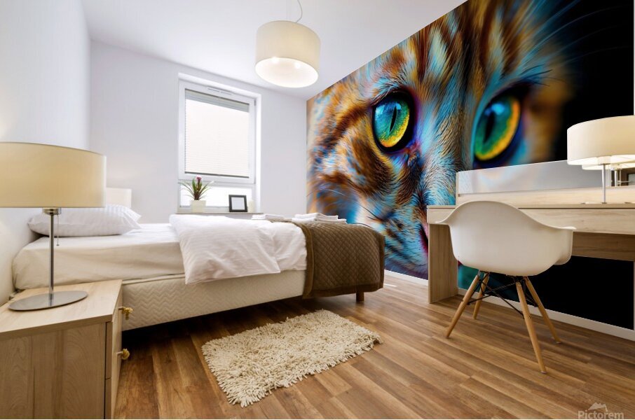 Orange cat sureal Mural print