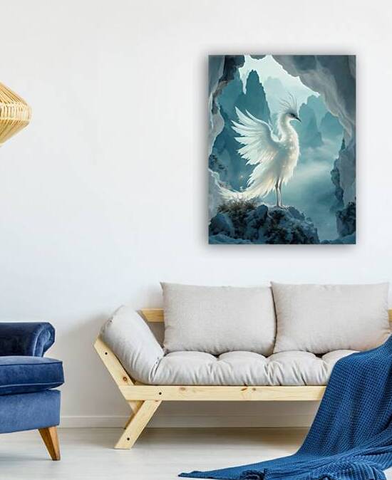natural cinematic white Chinese Loong bird 30664. by JoArt