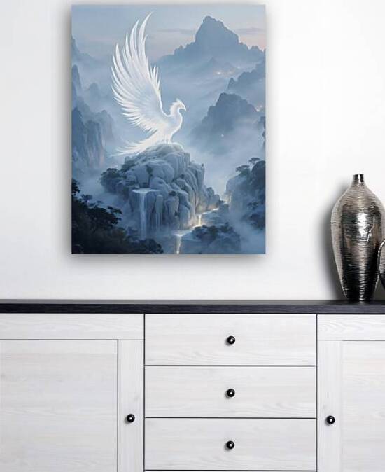 cinematic white Chinese Loong bird by JoArt