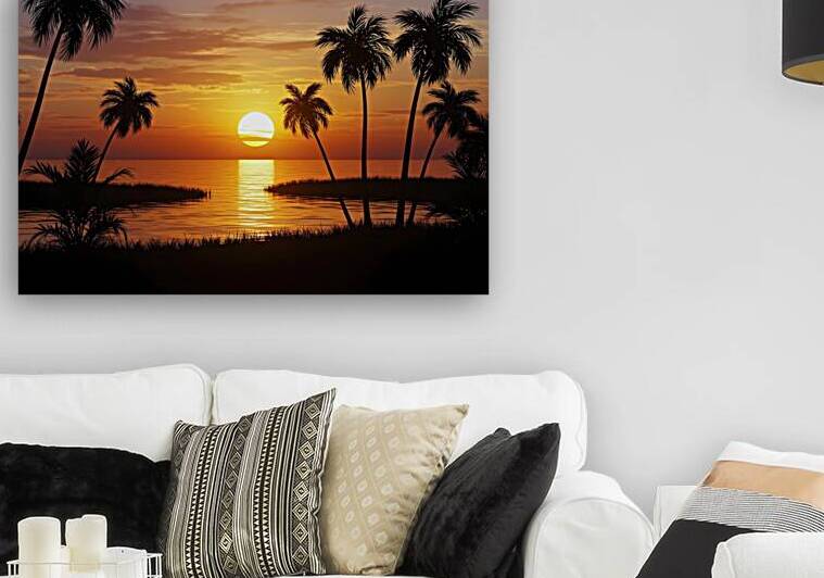 Golden Hour Serenade A Tropical Sunset Symphony.j by JoArt