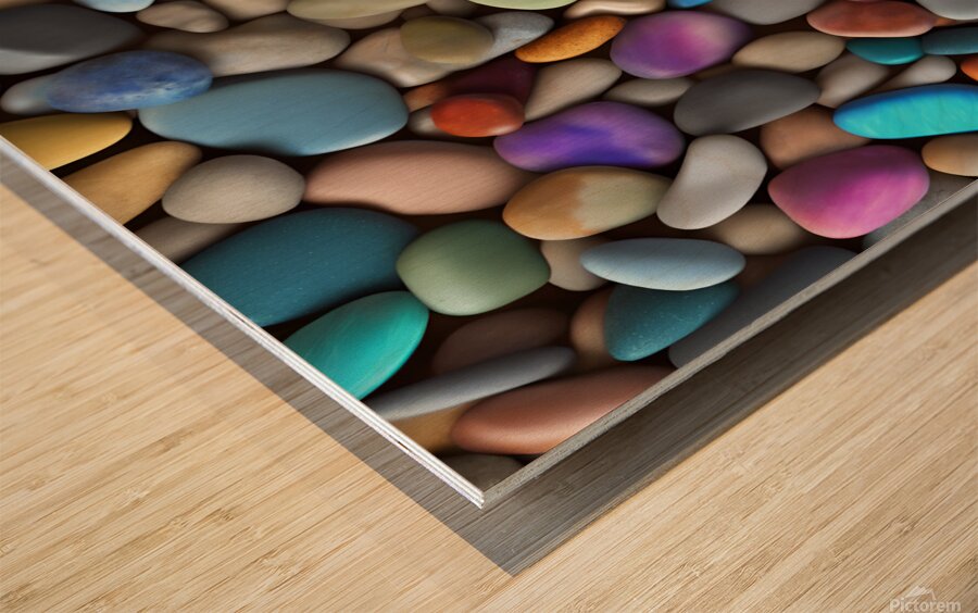 colorful stones background colored beach  Wood print