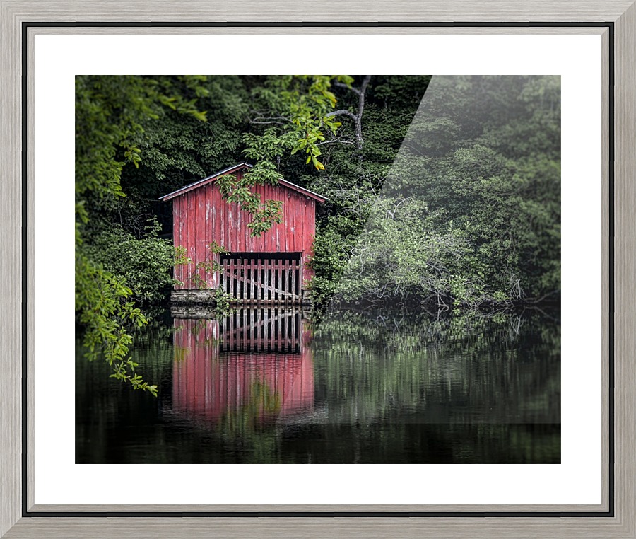 Red Boathouse Picture Frame print
