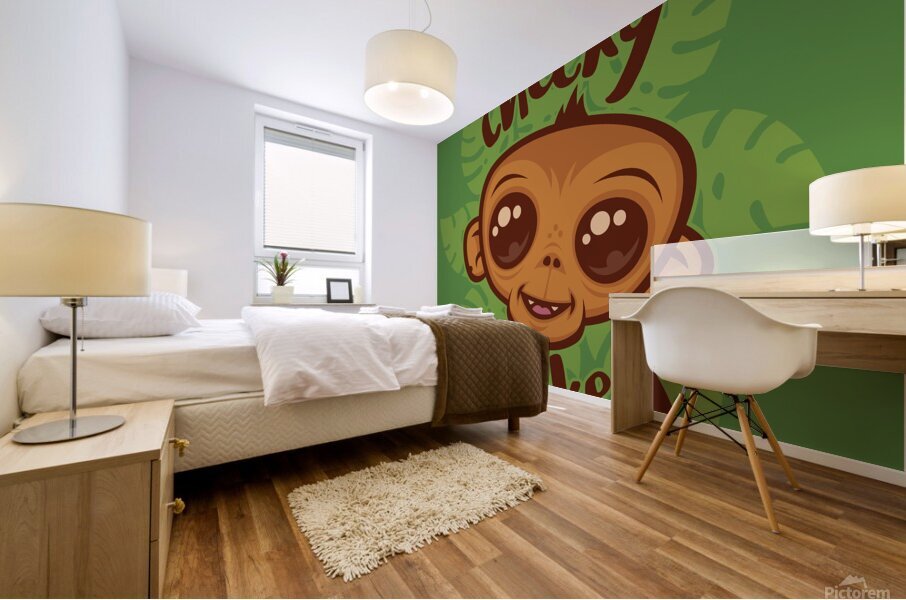 Cheeky Monkey Cute Cartoon Simian Drawing Mural print