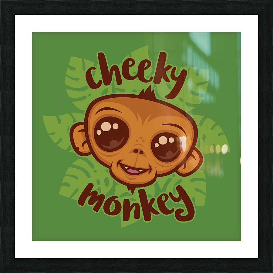 Cheeky Monkey Cute Cartoon Simian Drawing Picture Frame print