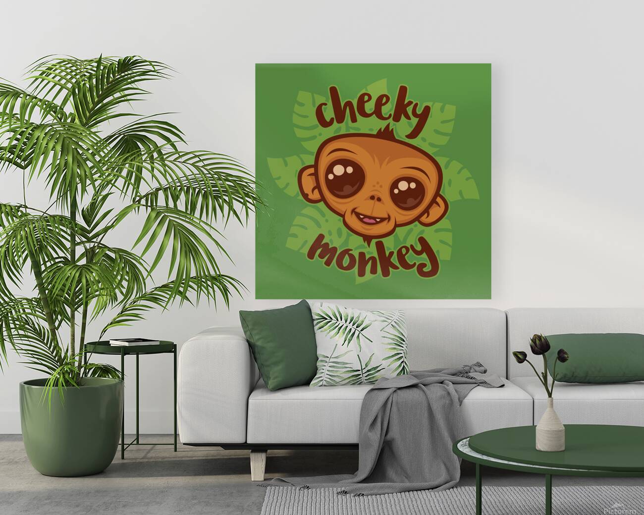 Cheeky Monkey Cute Cartoon Simian Drawing Reproduction