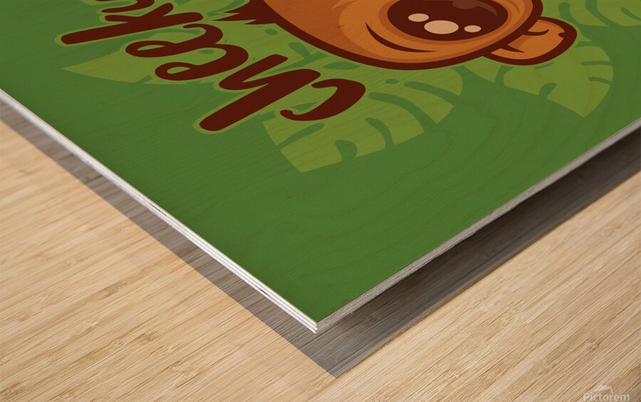 Cheeky Monkey Cute Cartoon Simian Drawing Wood print