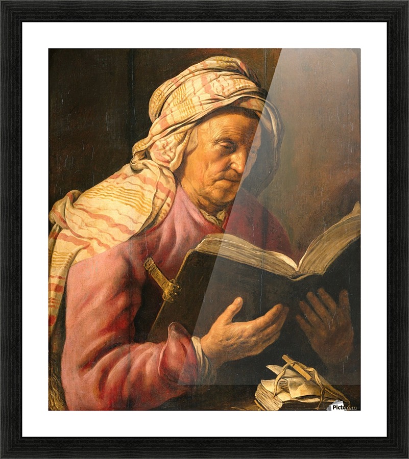 Lezende oude vrouw Picture Frame print