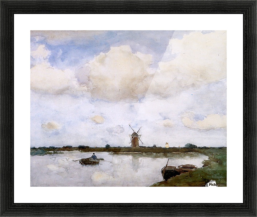 Mill at the lake Sun Picture Frame print