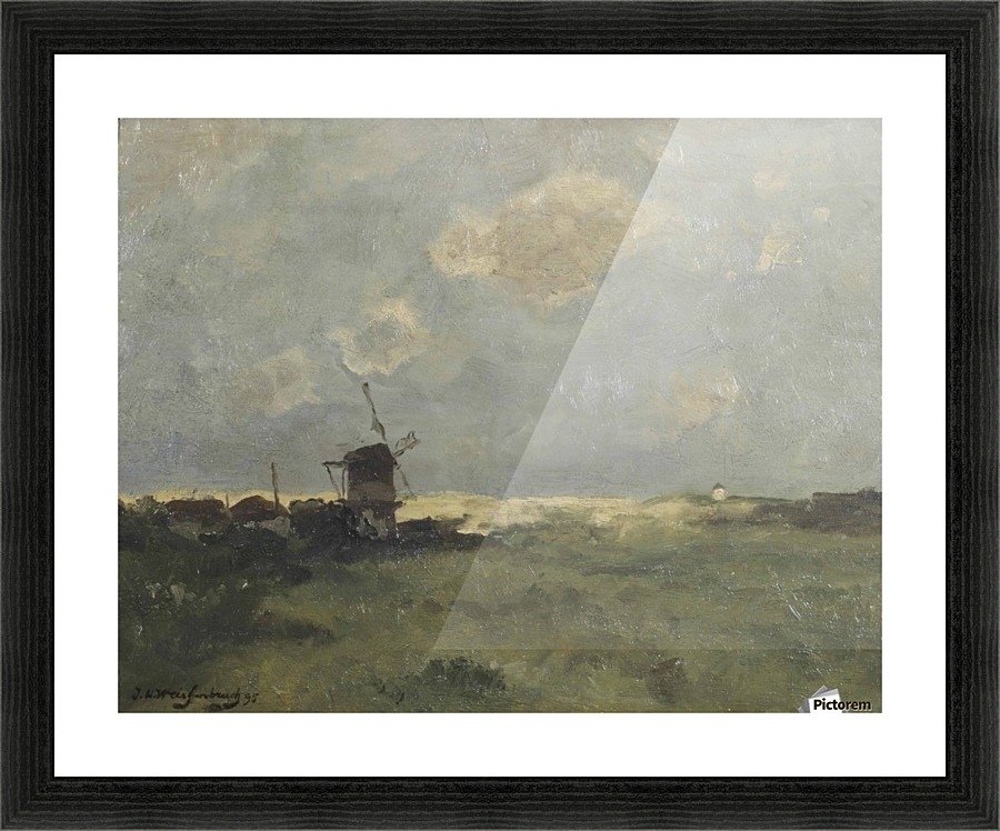 A windmill in the dunes Picture Frame print