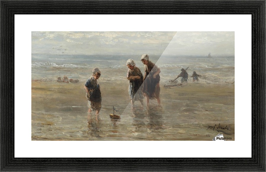 Children playing on the beach Picture Frame print