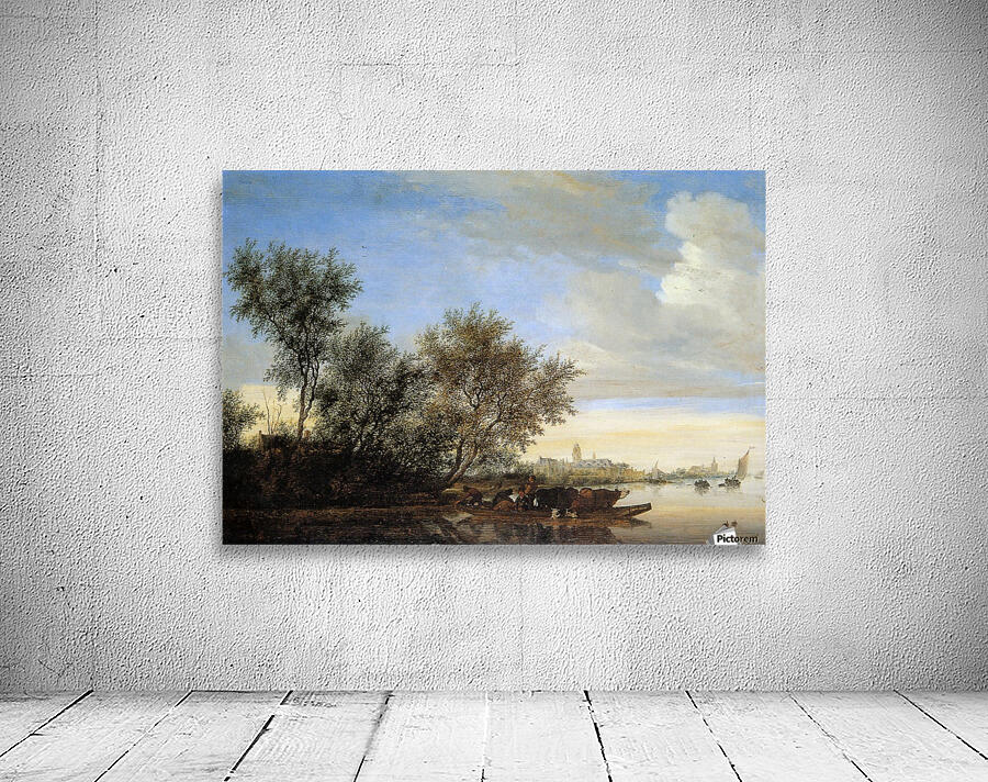 River landscape with ferry Sun Wall Preview