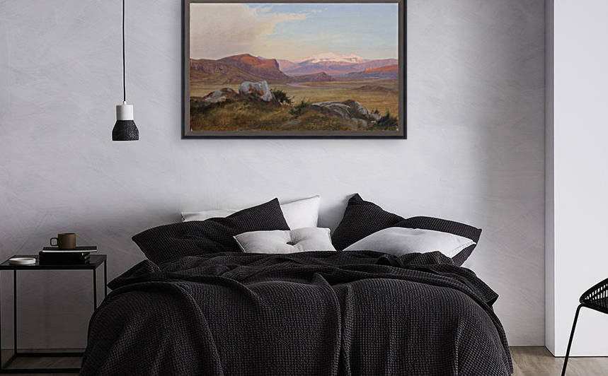 Landscape with snow in the mountains by Johan Thomas Lundbye