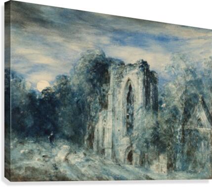 Netley Abbey by Moonlight Canvas Print