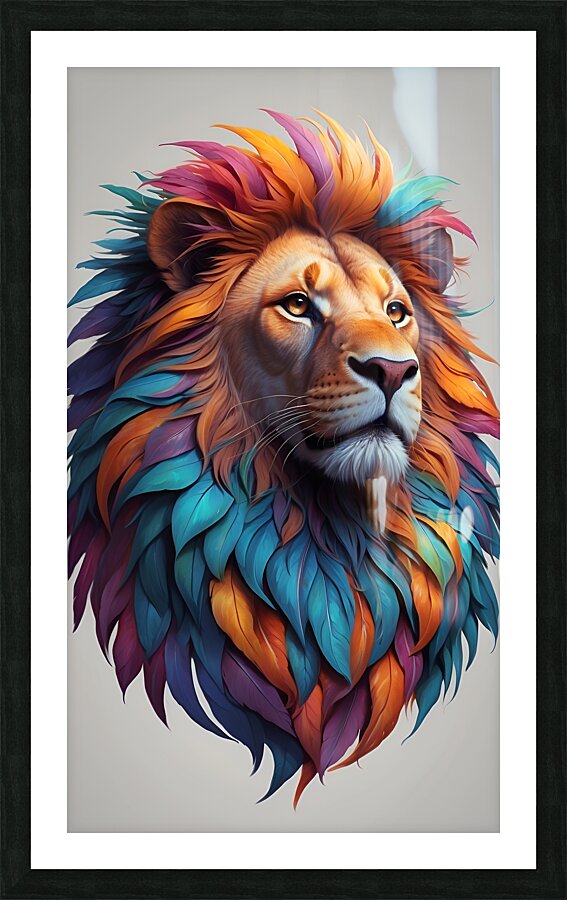 Digital lion  Picture Frame print