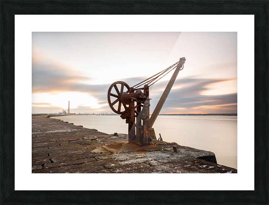 Poolbeg Crane Sunset Dublin Picture Frame print