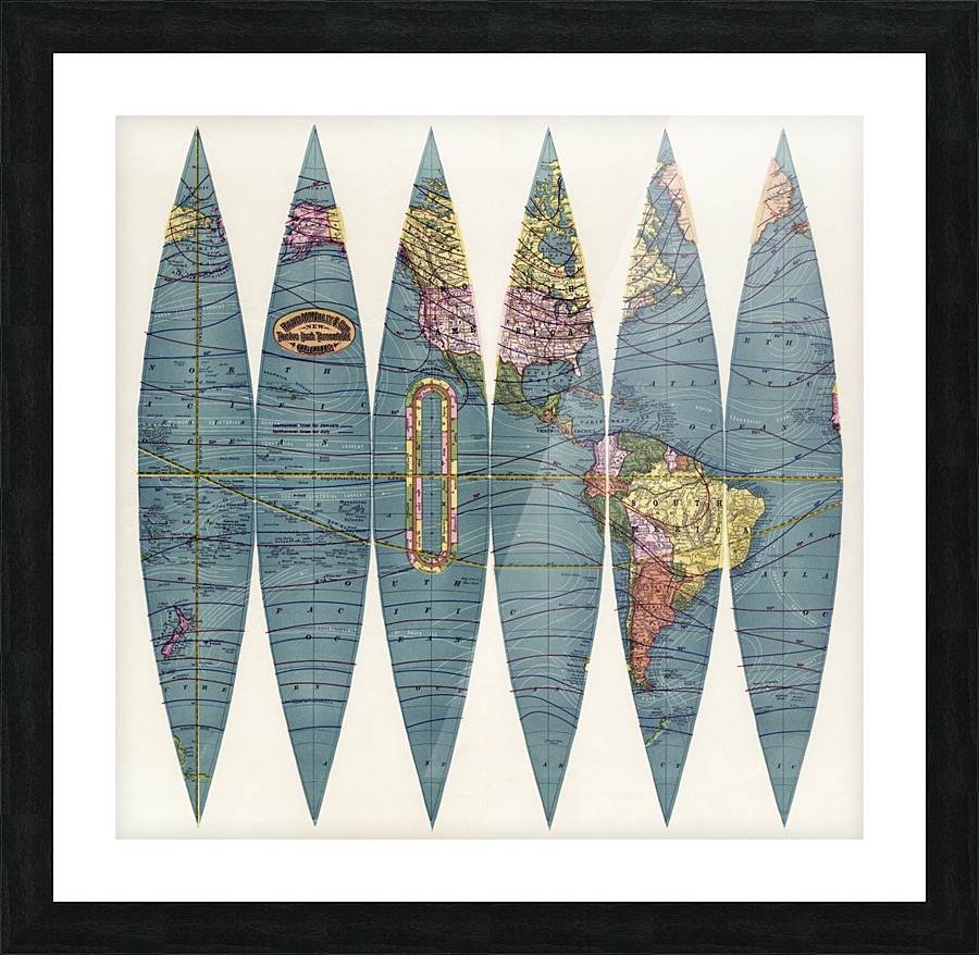 1891 Terrestrial Globe  Picture Frame print