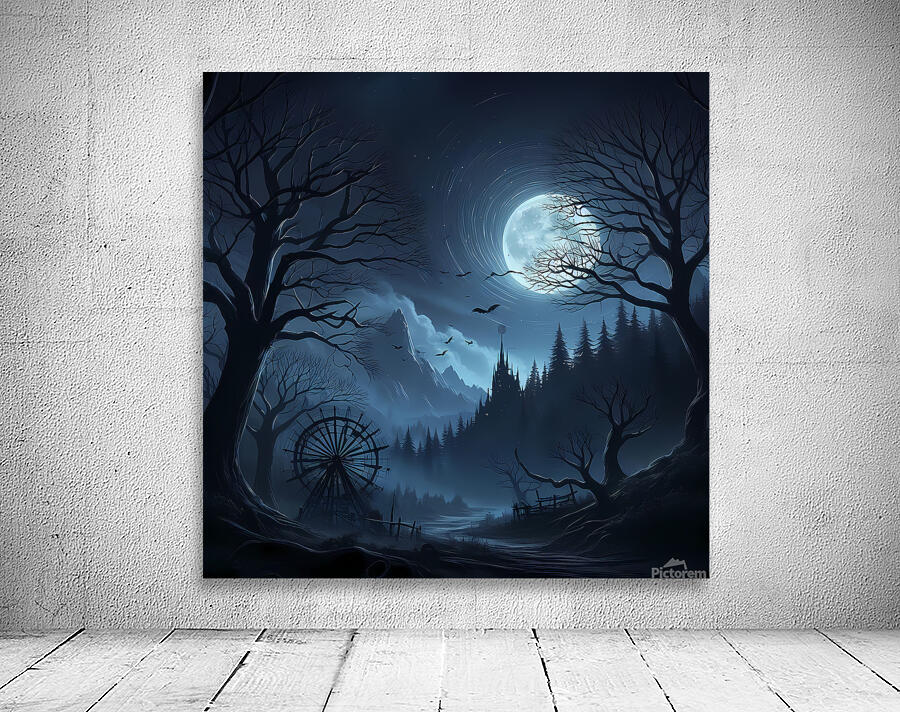 Mystical Moonlight: Veiled in Fog Embraced by Mountains Wall Preview